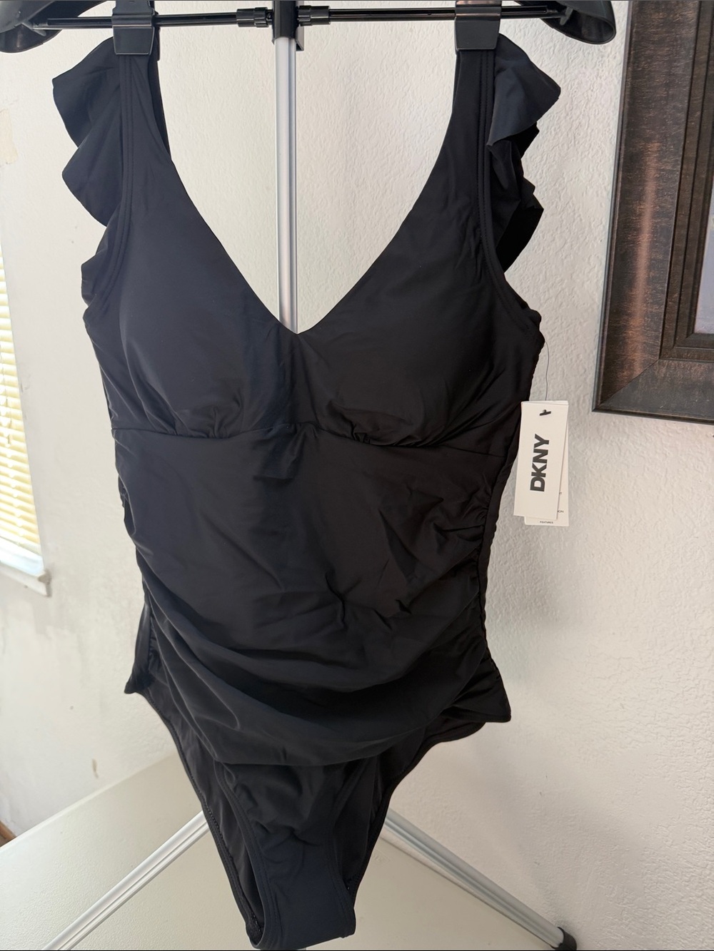 Women's black one-piece swimsuit